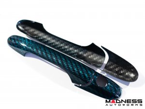 FIAT 500 Exterior Door Handle Kit - Carbon Fiber - Verde Azzurro (Blue-Green)